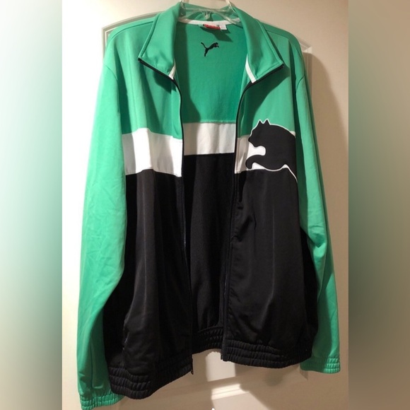 Men’s Puma track jacket size XL green / black / white - Picture 2 of 5